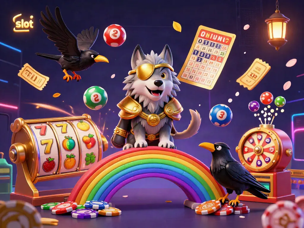 Experience dynamic slot action with Odin and ravens amidst a vibrant casino scene.