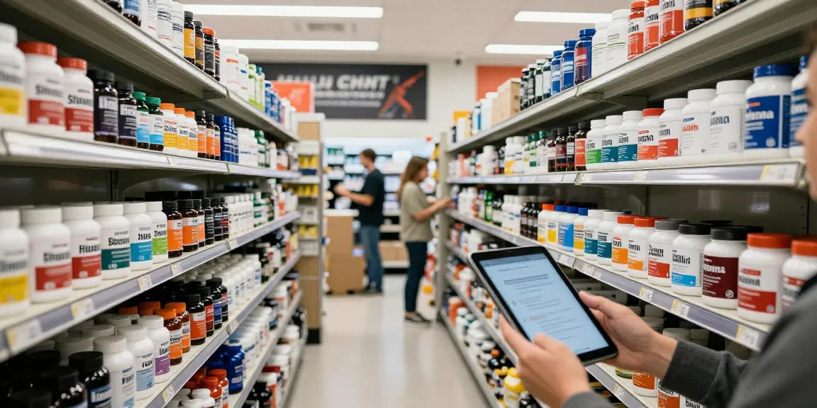 Professioneel overzicht van Unique Pharma Steroïden Winkel, waarin een medewerker voorraad checkt.