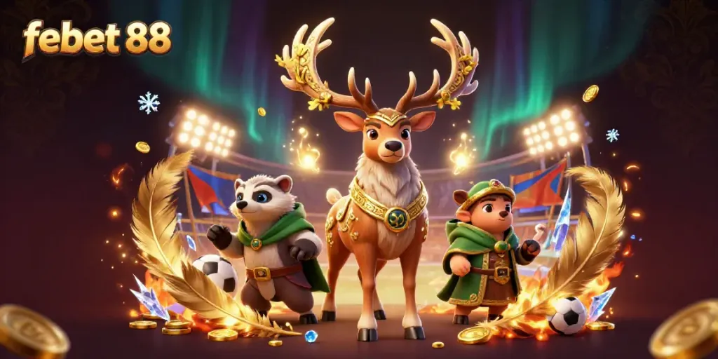 Win big with febet 88 at the ultimate sports betting fantasy featuring a druid and badger in action.