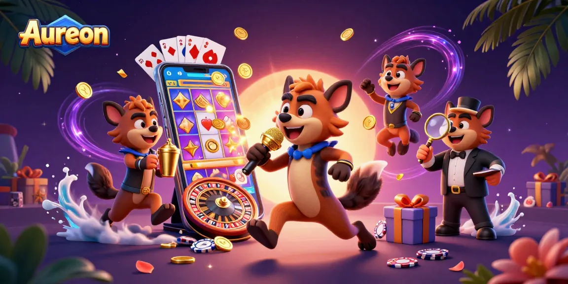 Aureon hyenas create fun casino club experience with vibrant slot game and lively atmosphere.