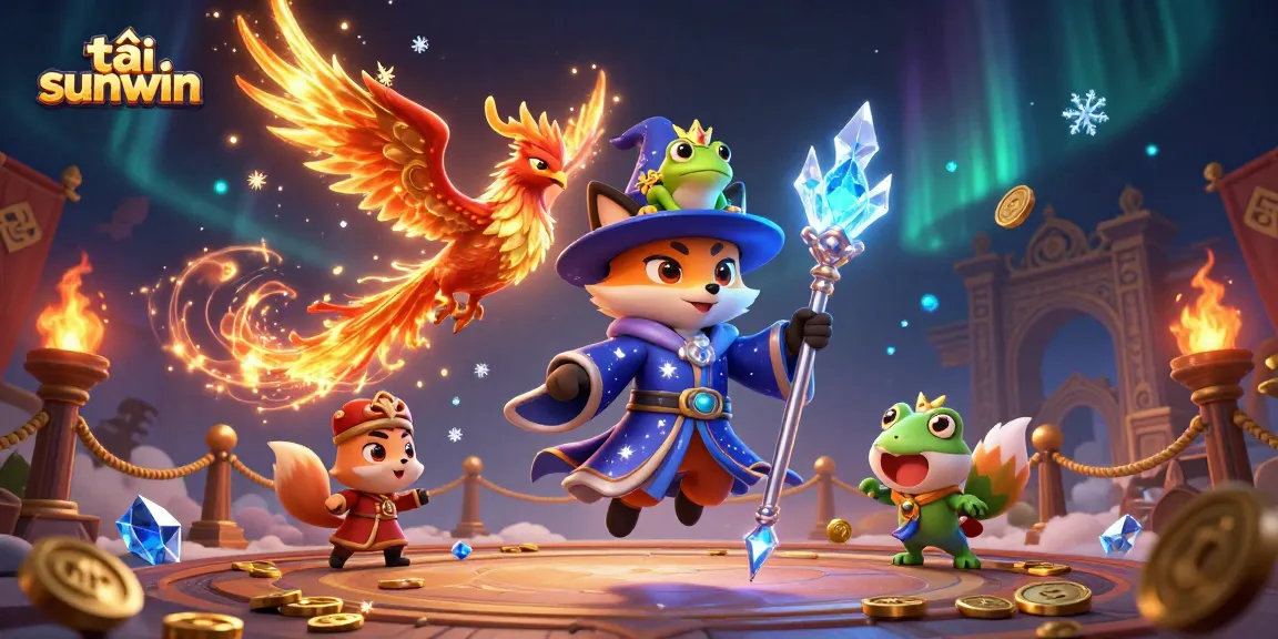 Spin to win with tải sunwin's exciting gaming world featuring vibrant characters and casino elements.