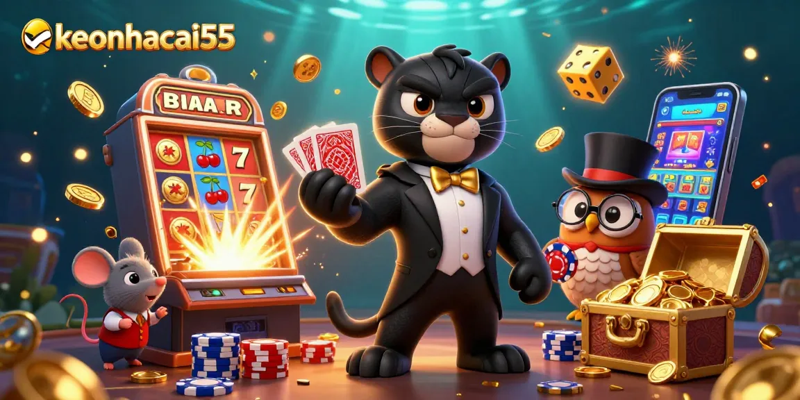 Engage in thrilling gameplay with keonhacai55 showcasing a high-energy casino scene.
